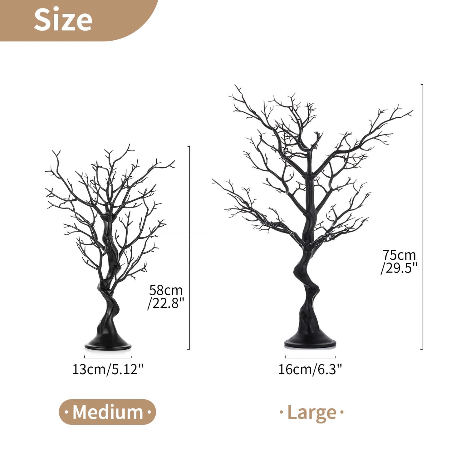 NUPTIO Black Artificial Halloween Tree: 22.8in Tall Christmas Ornament Display Manzanita Fake Trees Decorative Faux Twig Branches Indoor for Wedding Table Centerpieces Easter Birthday Party Decor - Medaid International