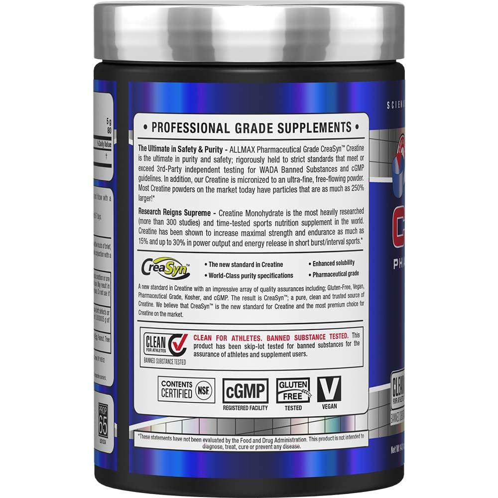 ALLMAX Nutrition - Creatine Monohydrate, Micronized Creatine Powder for Strength and Muscle Recovery, Gluten Free & Fast Absorbing 400g - Medaid International