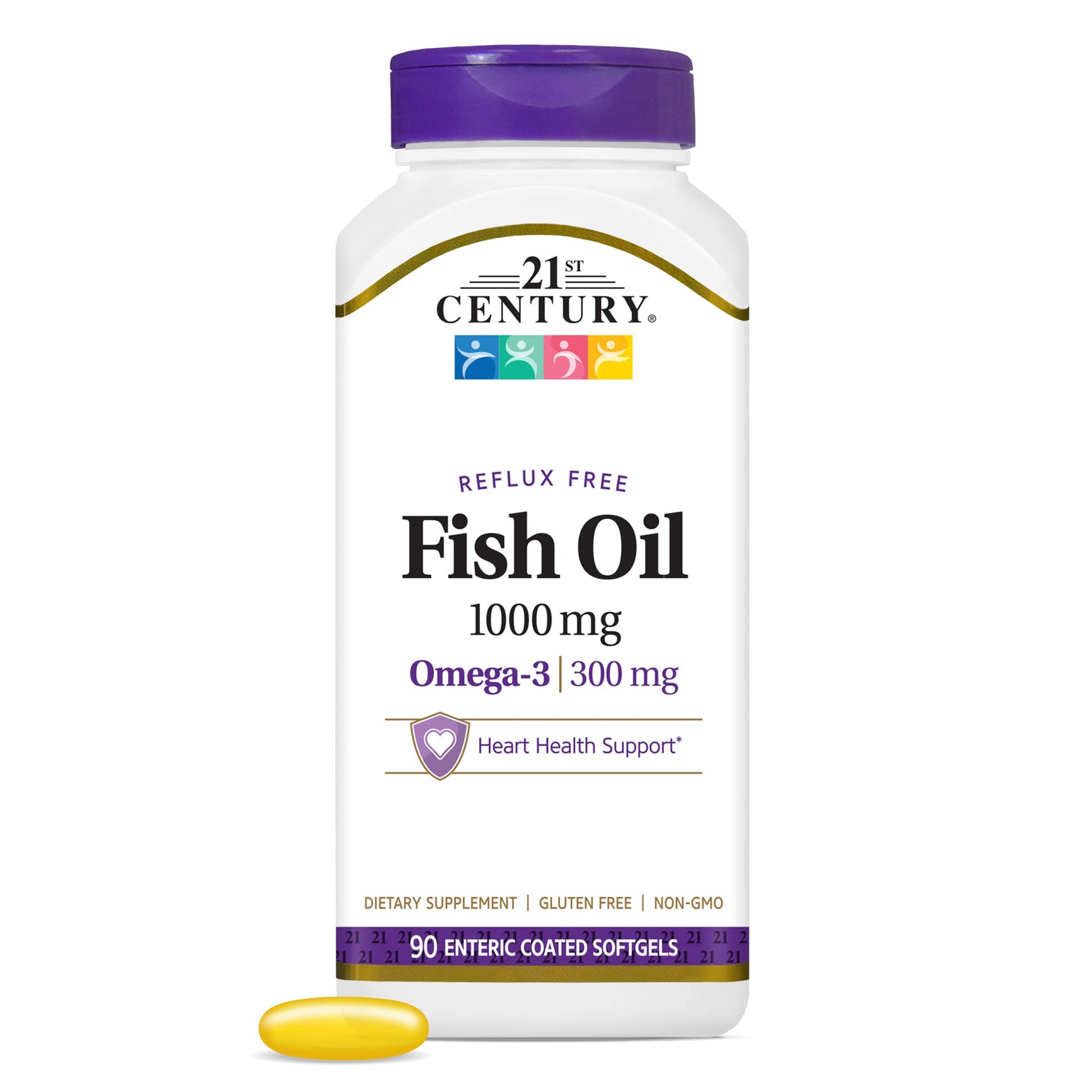 Fish Oil 1000 mg 90 Enteric Coated Softgels, 21st Century - Medaid International