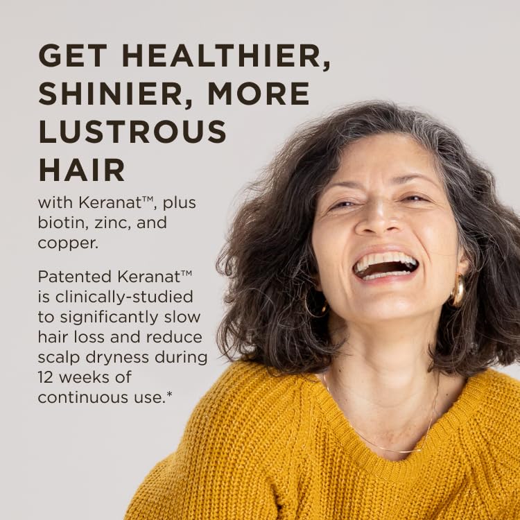 Solgar Hair Growth Supplement for Thicker Fuller Hair with Keranat Oil, Biotin, Zinc and Copper, Hair Health Supplement, Age-Defying Nutrition for Men and Women, 30 Servings - Medaid International