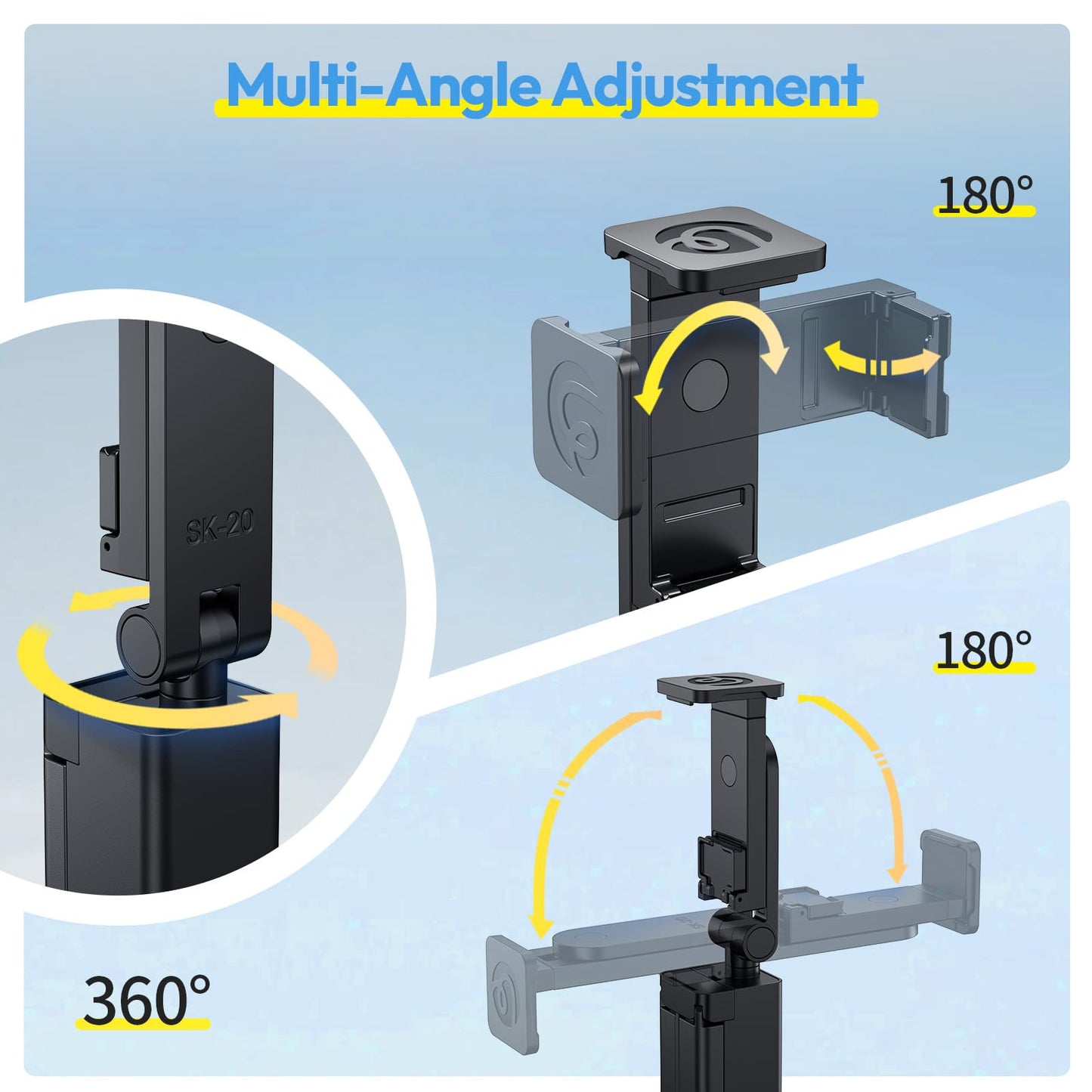 ULANZI SK-20 Travel Essentials Airplane Phone Holder, Phone Tripod 360° Rotation,Travel Must Have Handsfree Cellphone Stand for Desk,Flight Essential Universal Adjustable Stand for Train Table - Medaid International