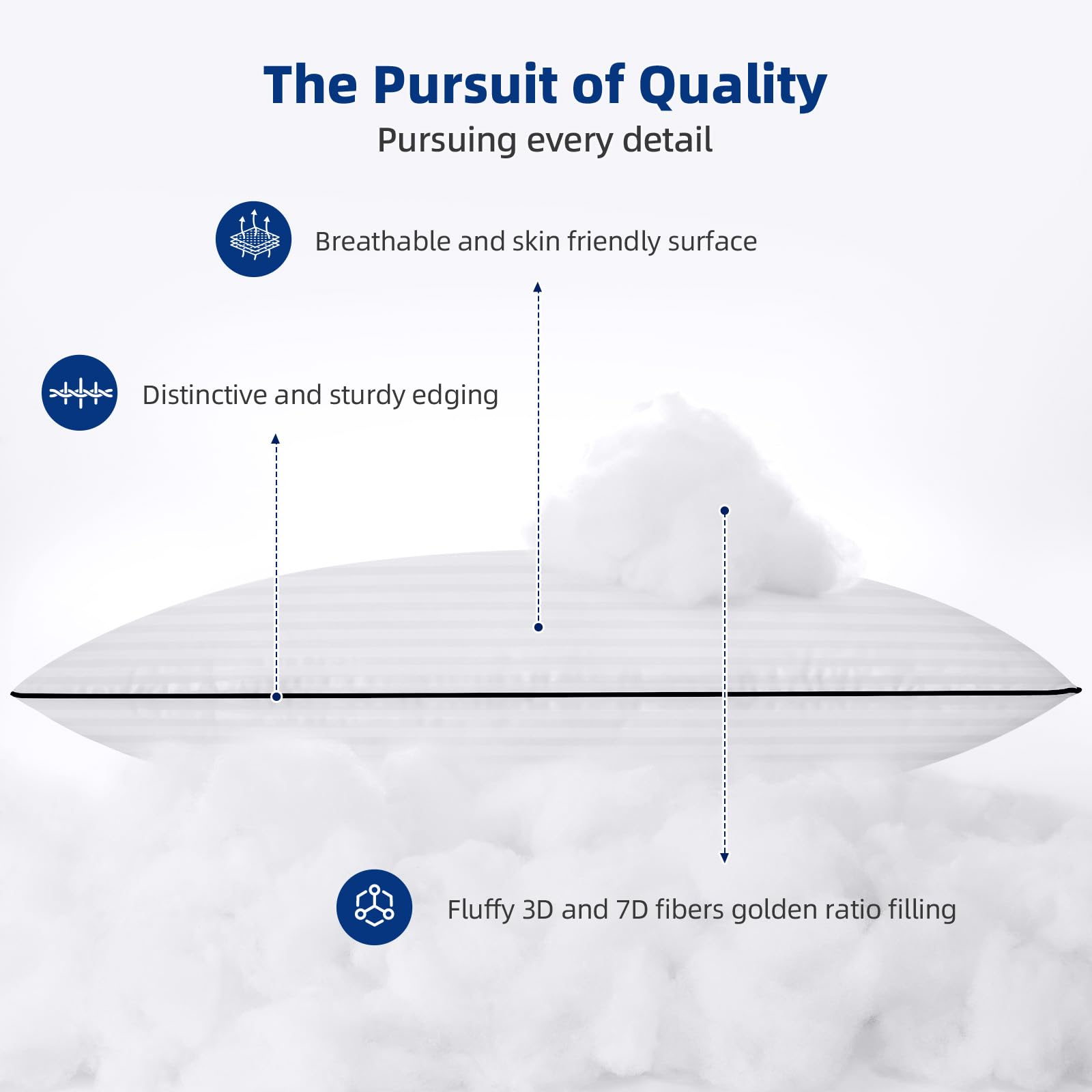 HYLEORY Bed Pillows Queen Size Set of 2 for Sleeping - Luxury Hotel Pillows, Soft & Supportive Down Alternative Microfiber Cooling Pillow for Night Sweats Back/Stomach/Side Sleepers, White - Medaid International