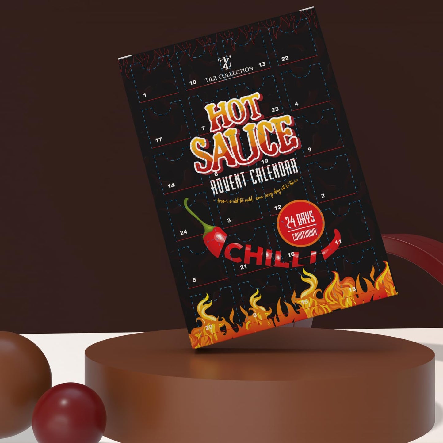 Hot Sauce Advent Calendar 2025 | 24 Days of Chilli Sauce | Ultimate Gift for Spicy Food Lovers | Food Advent Calendar 2025 Men, Chilli Challenge Hot Sauce for Women (Black) - Medaid International