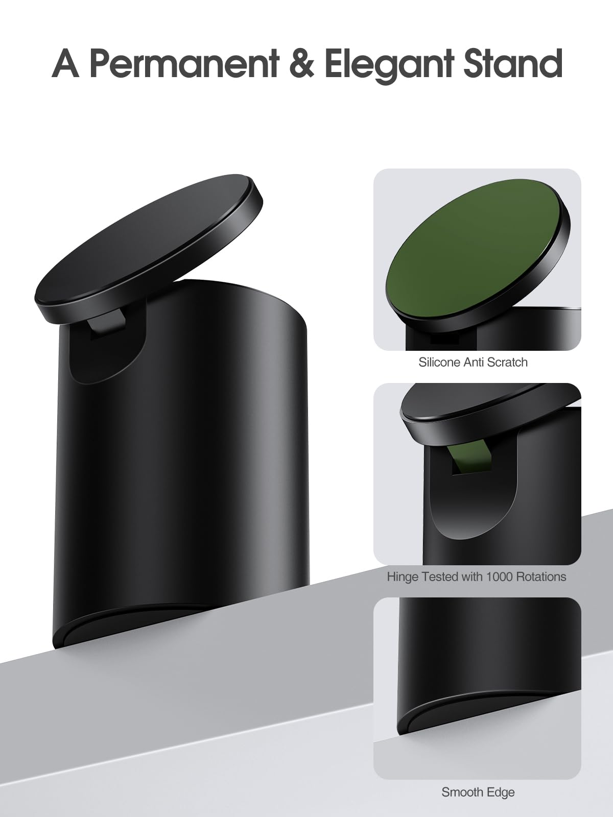 elitehood Heavy Duty Aluminum Magnetic Phone Stand, for Magsafe Stand for iPhone, Adjustable Cell Phone Holder for Desk, Computer Office Desk Accessories, Fits 4-11in iPhone, Kindle, iPads, Tablets - Medaid International