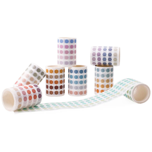 NOGAMOGA Washi Dot Stickers, 8mm Small Translucent Circle Stickers Washi Tape Small Round Color Coding Labels for Bullet Journals, Planners, Calendars, Manila Files - 8 Rolls - Medaid International