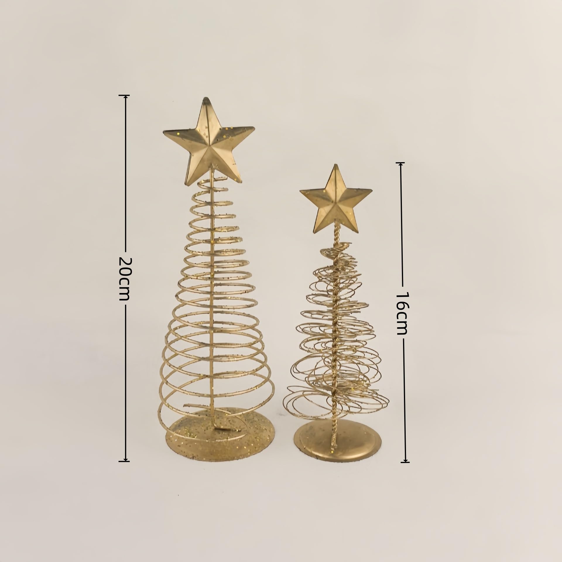 1PC Elegant Gold Spiral Christmas Tree Decor - Glittering Tabletop Trees with Star Toppers for Holiday Home & Office Festive Decorating, Golden, A - Medaid International