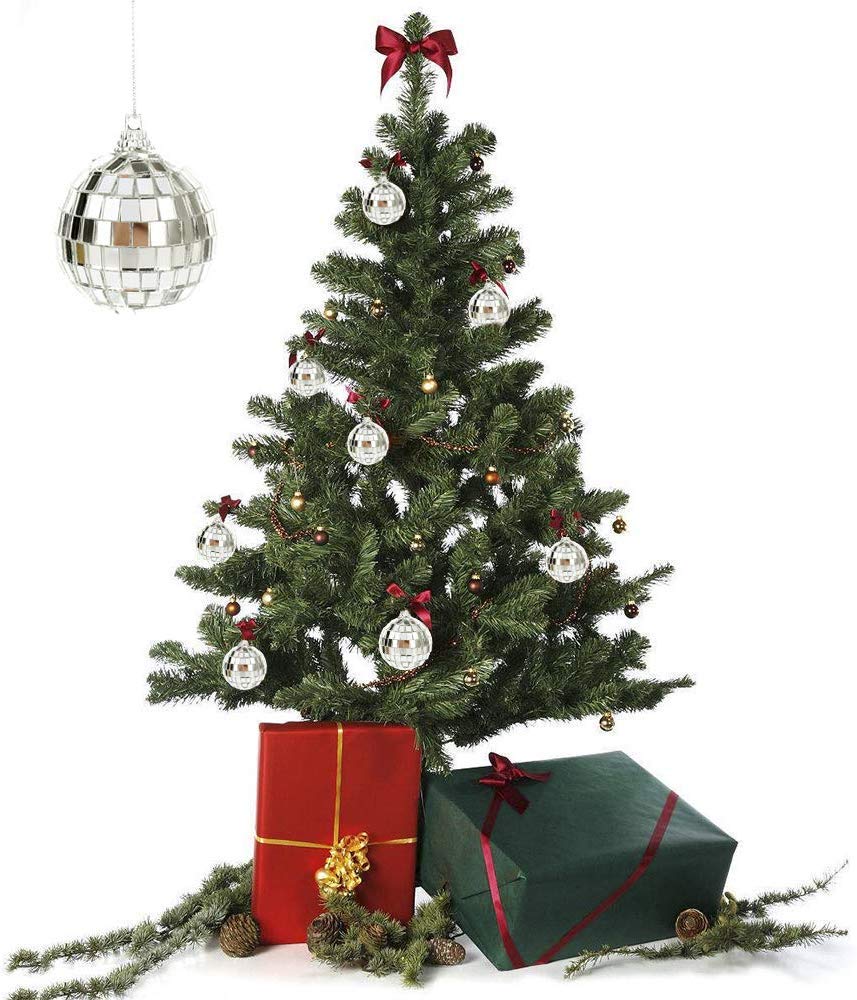 12 Pcs Silver Disco Mirror Ball for Party Decoration, Christmas Tree Wedding Birthday Party Ornaments(4CM) - Medaid International