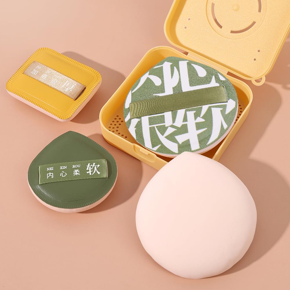 3pcs Makeup Sponge Foundation Concealer Powder Puff Soft Reusable Beauty Blender Applicator Portable Face Makeup Tools,L Green - Medaid International