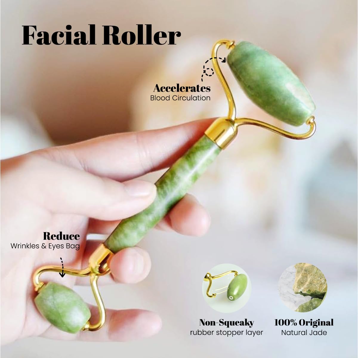 ROSELYNBOUTIQUE Gua Sha Facial Tools & Face Roller for Lift Wrinkless Natural Skincare Tool Jade Roller Guasha Tool for Face (Green) - Medaid International