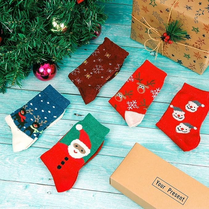 DVKKHD 5 Pairs Christmas Socks, Funny Christmas Socks for Women and Men, Unisex Winter Socks with Xmas Patterns, Warm and Cozy Socks Set, Xmas Gift for Family, Friends, Adults, Girls and Boys - Medaid International