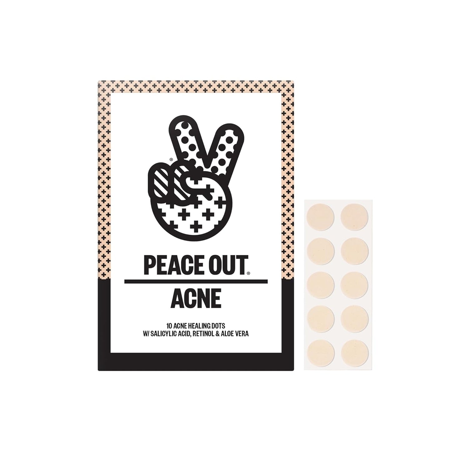 Peace Out Skincare Acne Dots, Hydrocolloid Pimple Patches Help Clear Blemishes Overnight, Fast Acting Anti-Acne Solution 10 dots - Medaid