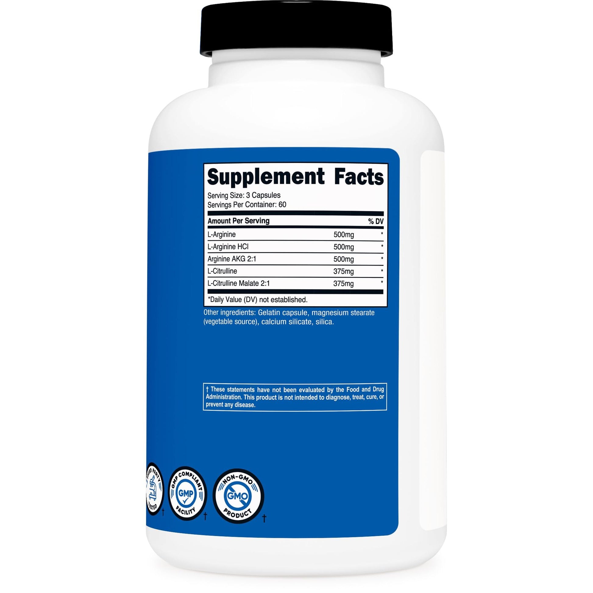 Nutricost Nitric Oxide Booster 2250mg, 180 Capsules - 750mg Per Casule, 60 Servings - Gluten Free and Non-GMO - Medaid International