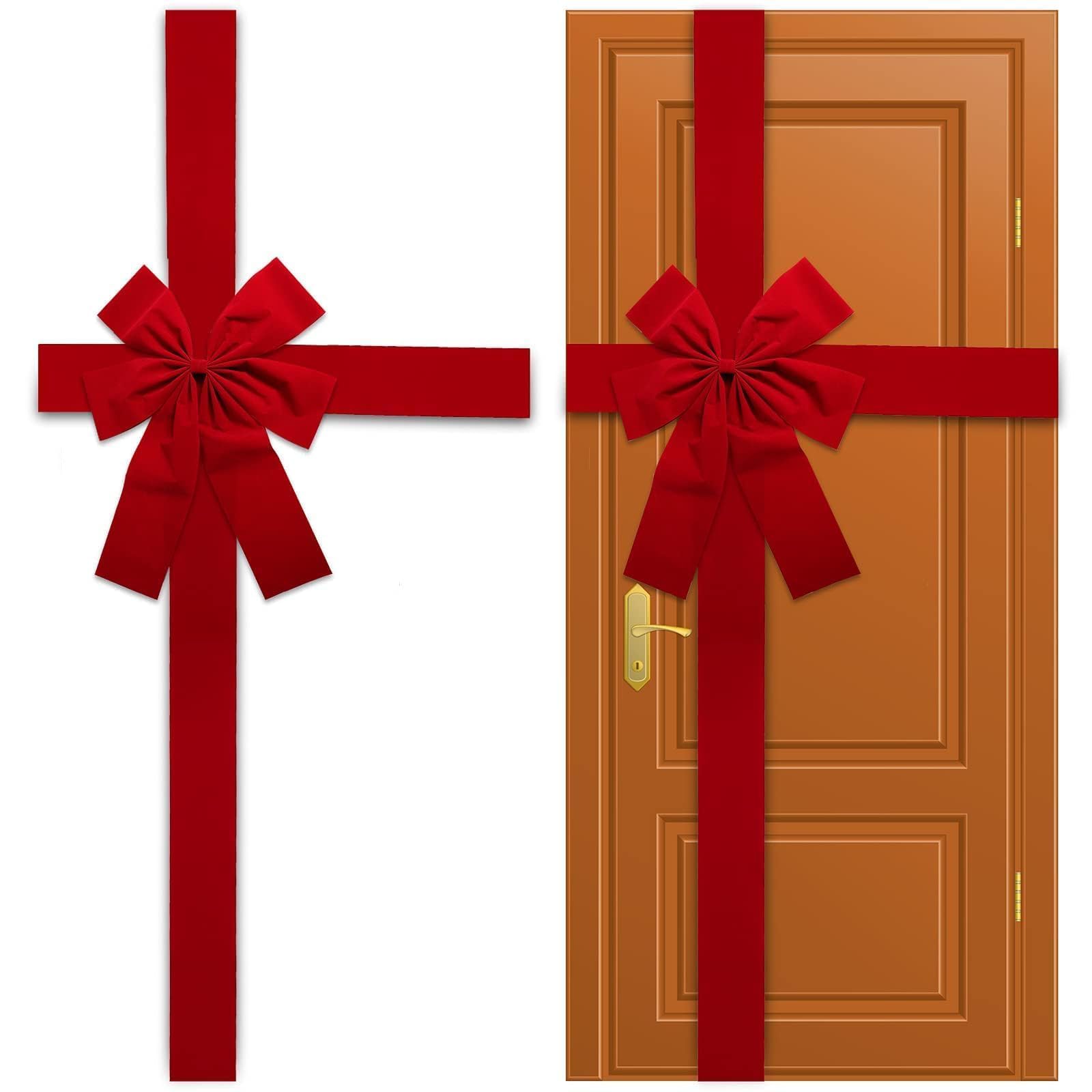 gisgfim Christmas Cabinet Door Ribbon Big Red Bow Large Door Lace Christmas Tree Bow Xmas Holiday Decorations Christmas Front Door Party Supplies - Medaid International