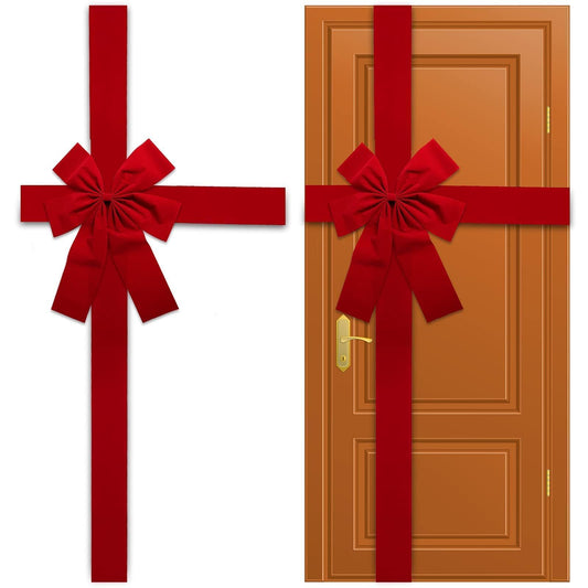 gisgfim Christmas Cabinet Door Ribbon Big Red Bow Large Door Lace Christmas Tree Bow Xmas Holiday Decorations Christmas Front Door Party Supplies - Medaid International