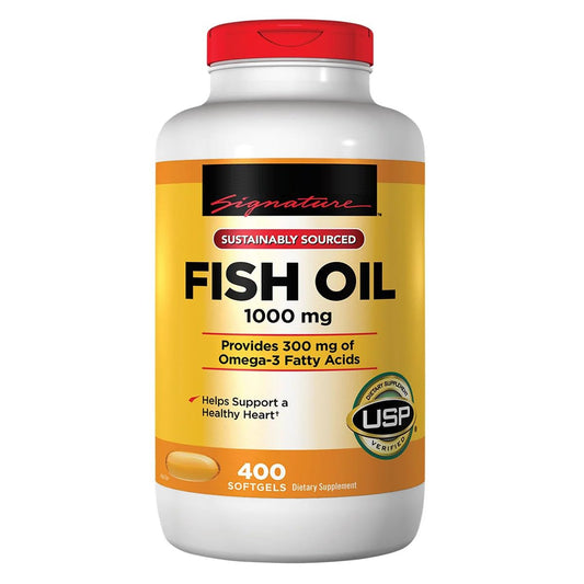Signature Fish Oil 1000 mg., 1000 mg of Fish Oil | 250 mg of EPA + DHA Omega-3, per Serving - 400 Softgels - Medaid International