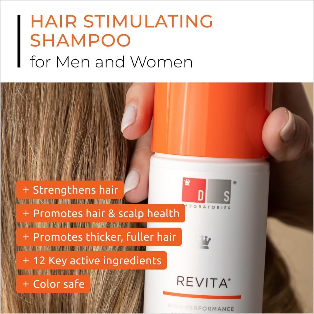 DS Laboratories Revita Shampoo - Hair Growth Shampoo, DHT Blocker, Biotin Formula, for Hair Thickening and Regrowth Treatment for Women and Men - 3.38 Fl Oz (Pack of 1) - Medaid International