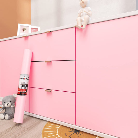 Decotalk Pink Peel and Stick Wallpaper Pink Contact Paper for Cabinets Removable Wallpaper for Bedroom Girls Shelves Decorative Wallpaper Self Adhesive Solid Color Wrapping Paper Matte 12"x120" - Medaid International