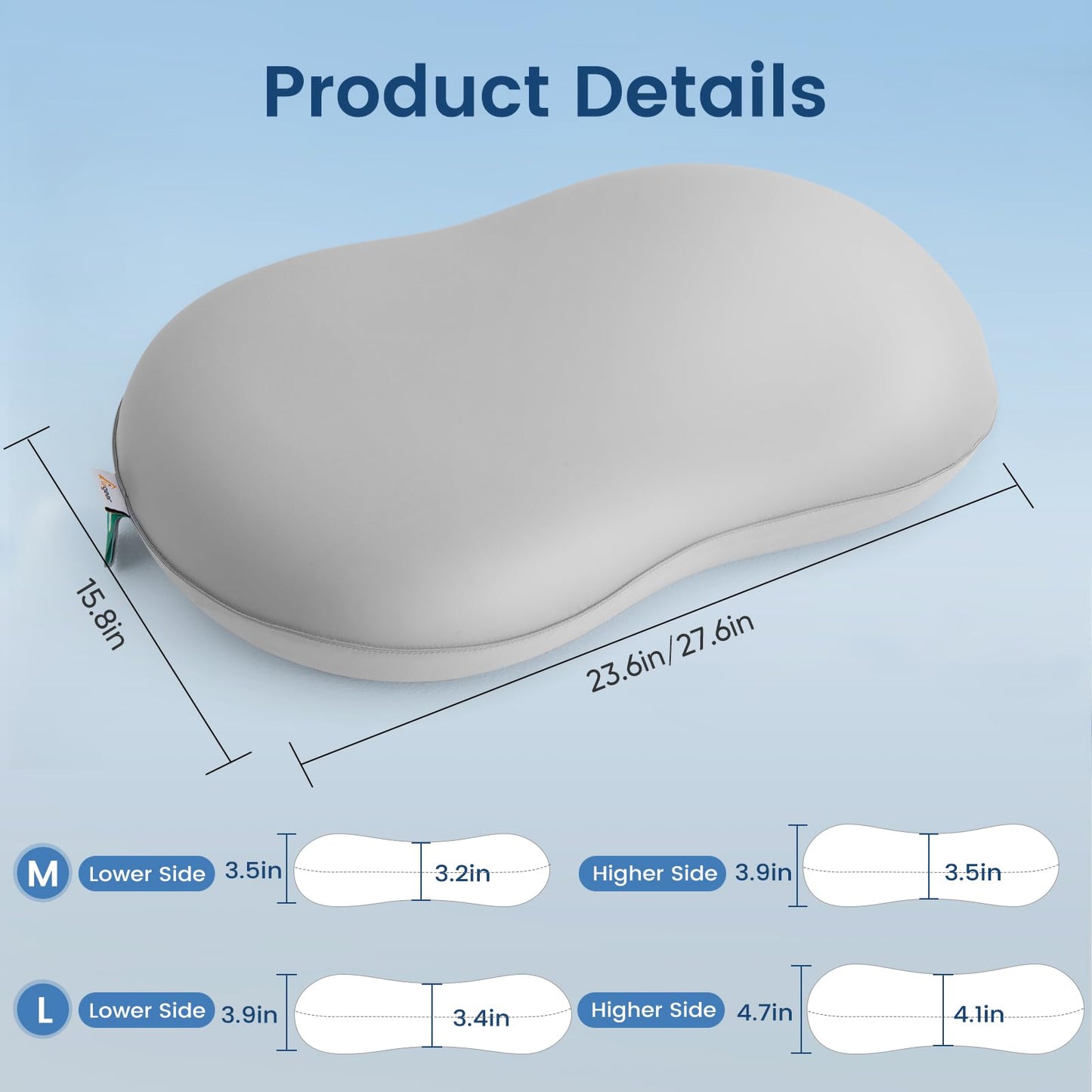 Elegear Deep Sleep Cooling Neck Pillow, Cervical Neck Support Pillow for Pain Relief with Zero-Pressure Tech & Built-in Springs Design, Ergonomic Contour Memory Foam Pillows for Back&Side Sleepers - M - Medaid International