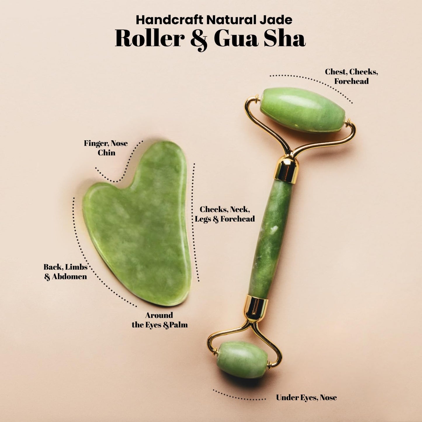 ROSELYNBOUTIQUE Gua Sha Facial Tools & Face Roller for Lift Wrinkless Natural Skincare Tool Jade Roller Guasha Tool for Face (Green) - Medaid International
