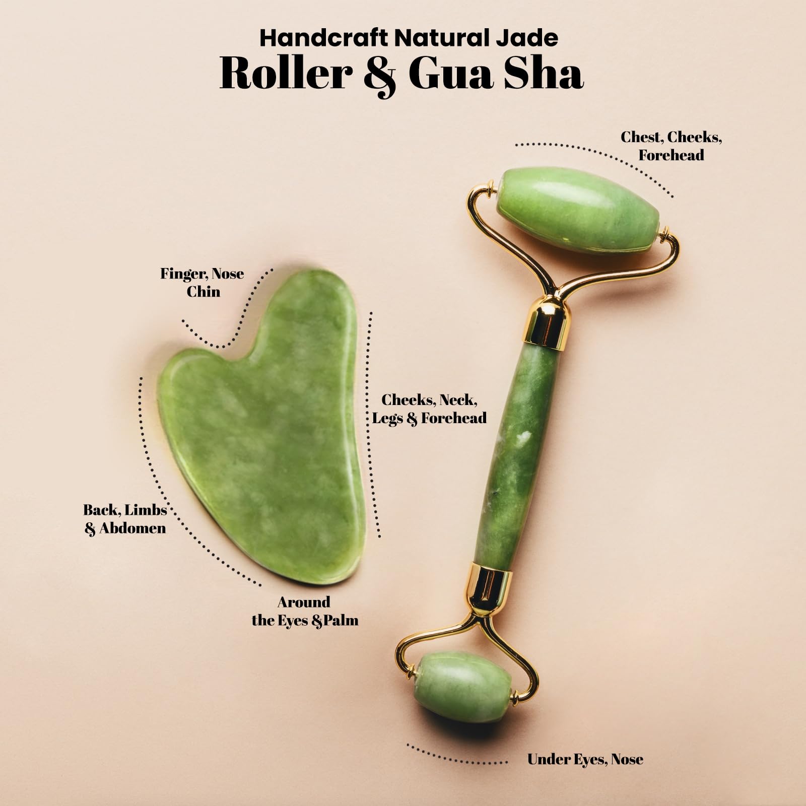 ROSELYNBOUTIQUE Gua Sha Facial Tools & Face Roller for Lift Wrinkless Natural Skincare Tool Jade Roller Guasha Tool for Face (Green) - Medaid International