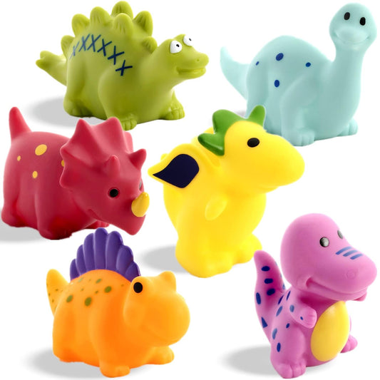 XY-WQ Bath Toys No Hole, for Infants 6-12& Toddlers 1-3, No Hole Bathtub Toys (Dinosaur, 6 Pcs with Mesh Bag) - Medaid International