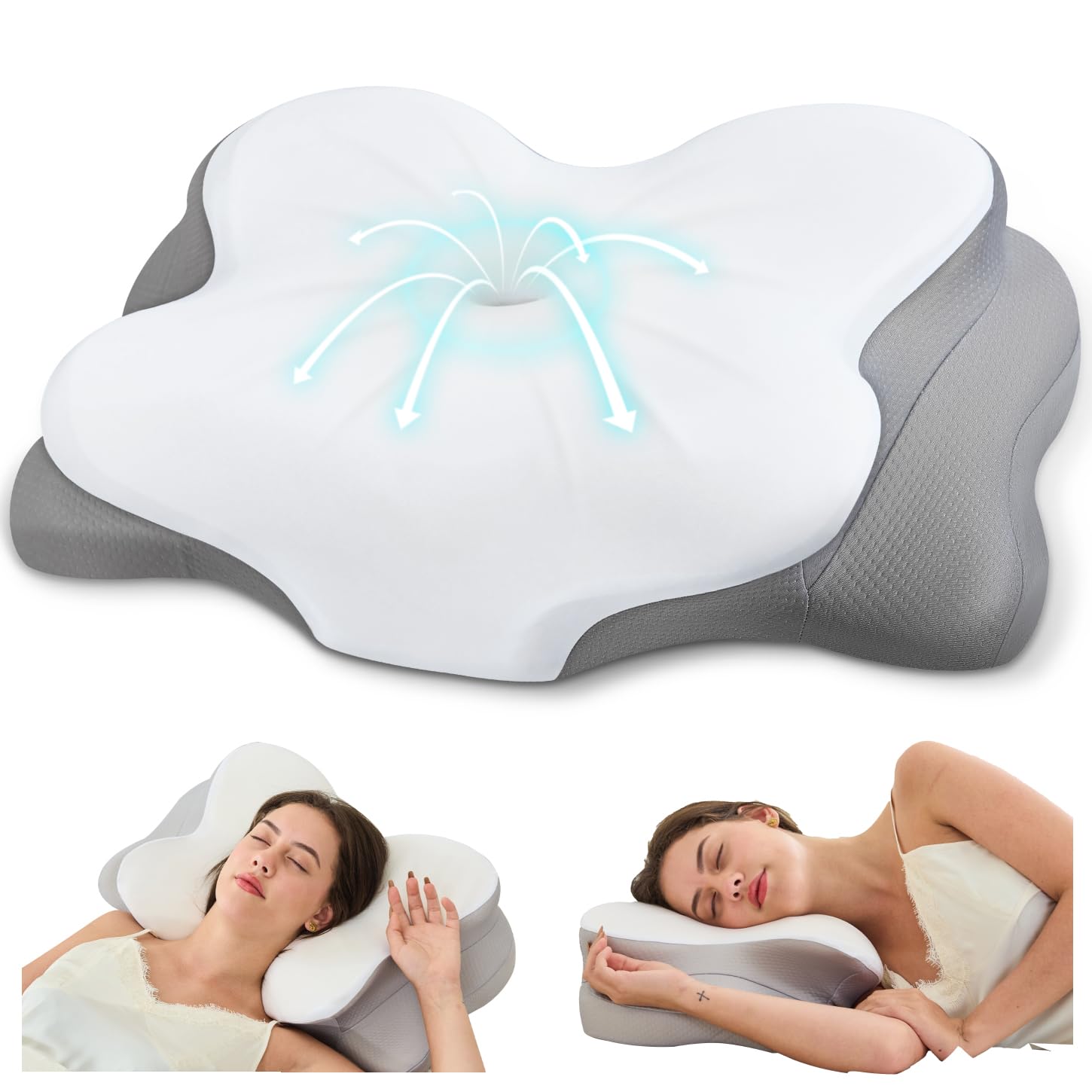 Cervical Neck Pillow, Ergonomic Memory Foam Pillows for Neck Pain Relief with Breathable Pillowcase, Adjustable Contour Neck Support Pillow for Side Back Stomach Sleepers, Odorless - Medaid International