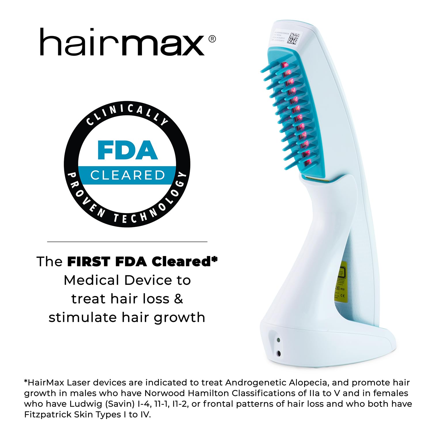 Hairmax Ultima 12 Classic LaserComb- (FDA Cleared) Laser Hair Regrowth Treatment Device for Men & Women - Reverses Thinning Hair Loss - Red Light Therapy to Stimulate Hair Growth - Cordless Design - Medaid International