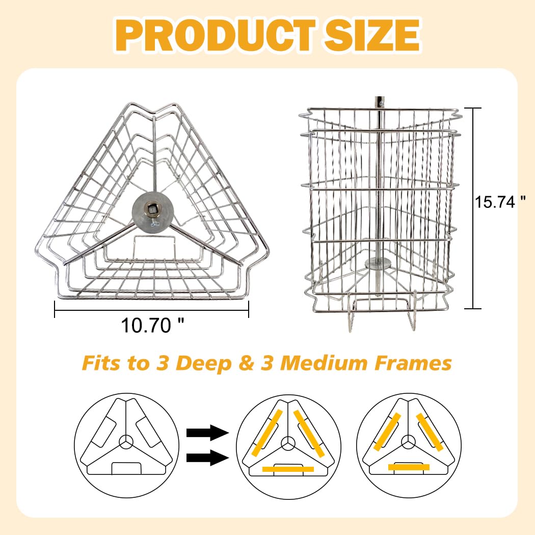 BeeCastle 3 Frame Electric Honey Extractor Stainless Steel Honey Processing Equipment, Powered Honeycomb Drum Spinner with Transparent Lid and Height Adjustable Stand - Medaid International