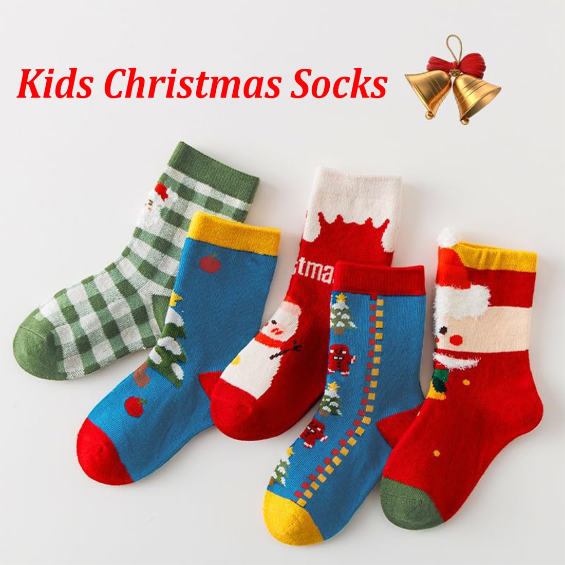 WATOCHE Kids Christmas Socks 5 Pairs Toddler Crew Christmas Xmas Socks for Baby Holiday Winter Warm for Boys/Girls(Xmas Tree,6-8T) - Medaid International