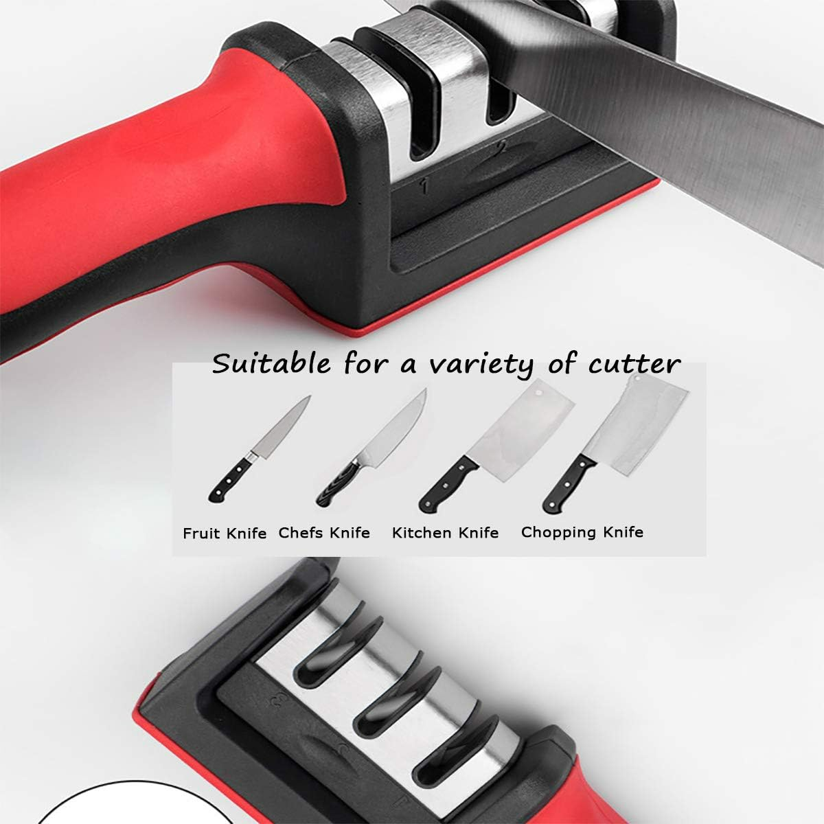 Premium Knife Sharpener, with 3-Stage Blades Sharpener Stone - Medaid International