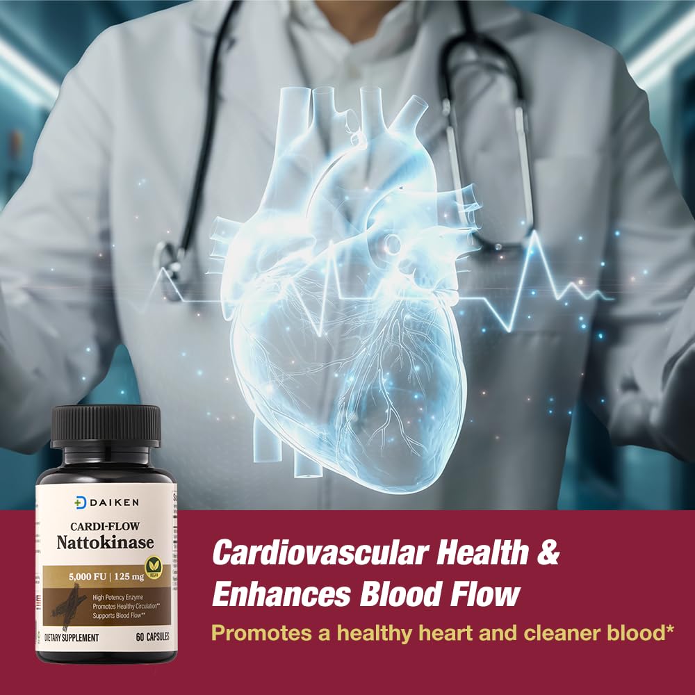 DAIKEN Nattokinase 5,000 FU, High Potency Nattokinase Supplement, Non-GMO & Vegan, Lab Tested, 60 Capsules (Pack of 2) - Medaid International