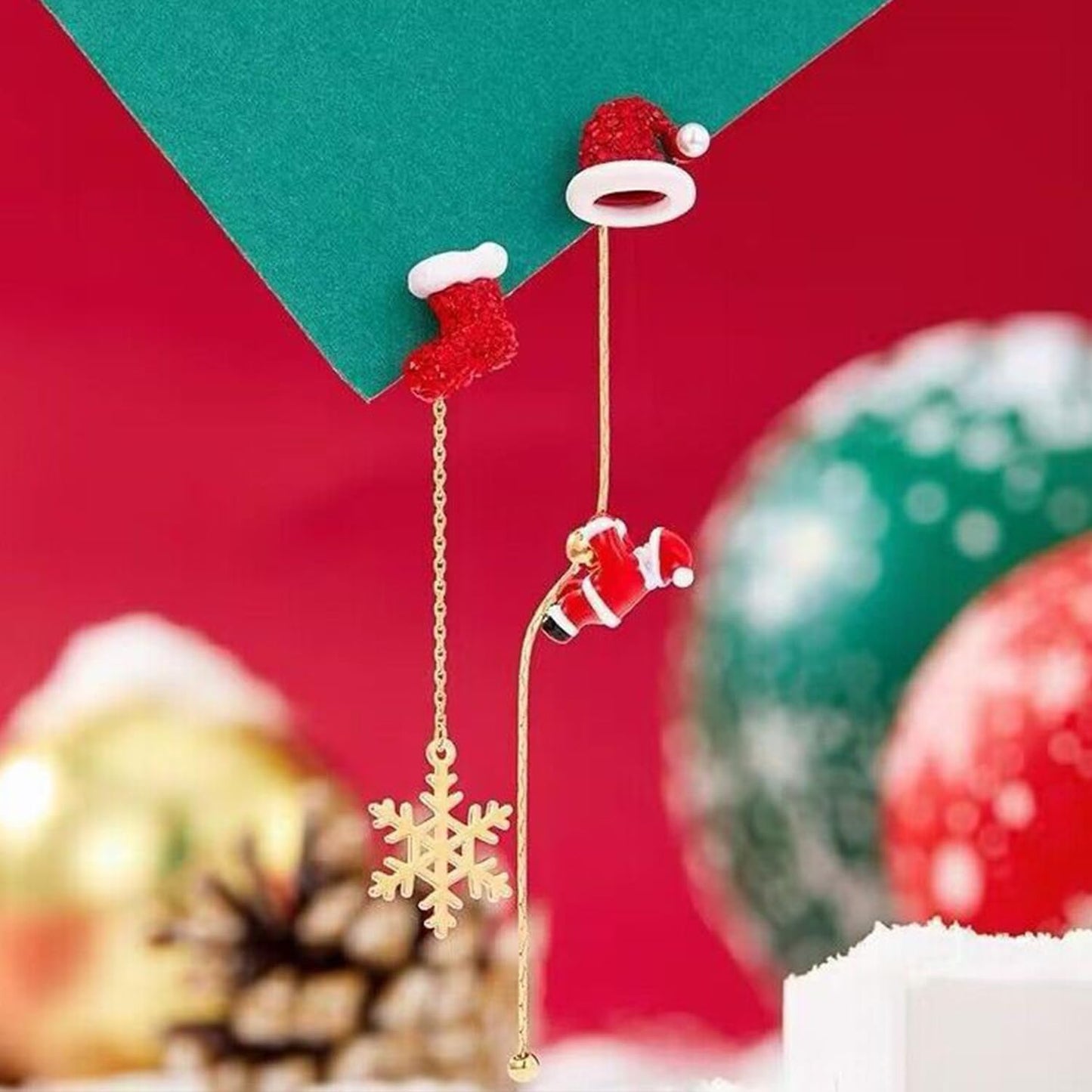 Christmas Earrings for Women - Snowflake, Santa Claus, Tree, Crystal Sock, Hat Dangle Tassel Earrings - Merry Christmas Jewelry Gifts (Snowflake) - Medaid International