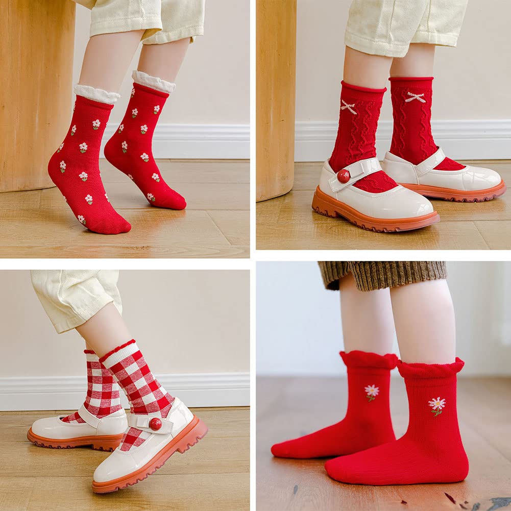 SUITBOY Kids Christmas Socks Toddler Nonslip Grip Christmas Socks Baby Holiday Winter Warm for Boys/Girls(Nonslip Flower Set,3-5T) - Medaid International