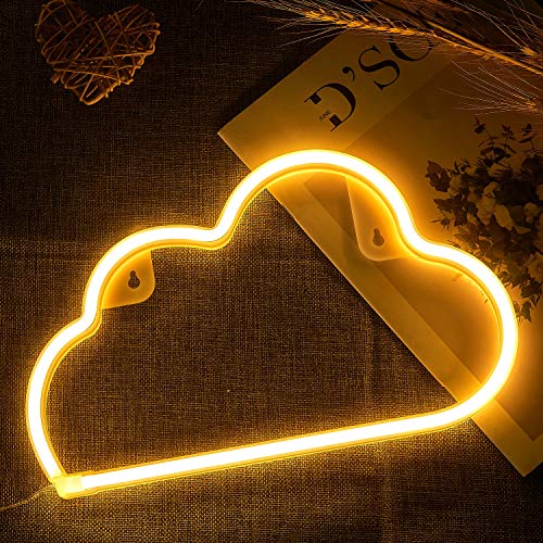 Dyc - Cloud Shaped Warm White Neon Sign, USB/Battery Operated Night Light