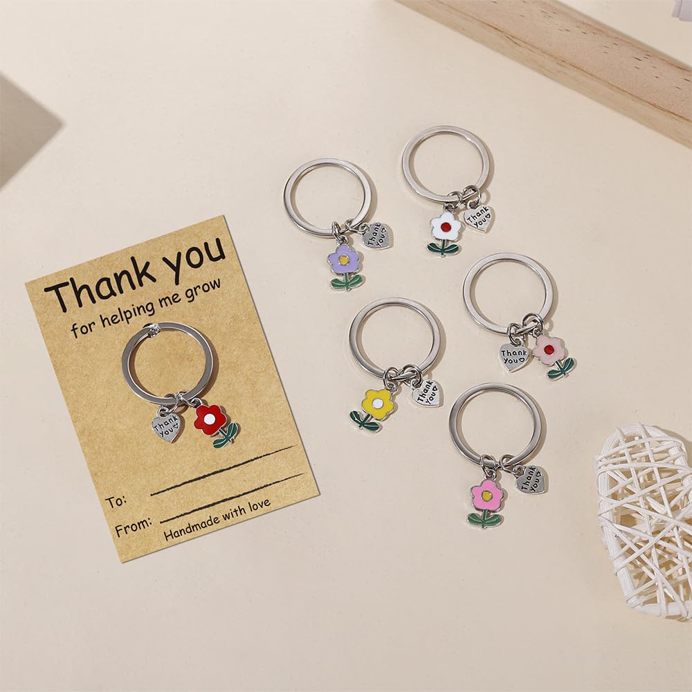 VERKUUY 6Pcs Teacher Appreciation Keychain Gifts in Bulk - Thank You for Helping Me Grow Keychain Teacher Day Christmas Gifts - Medaid International