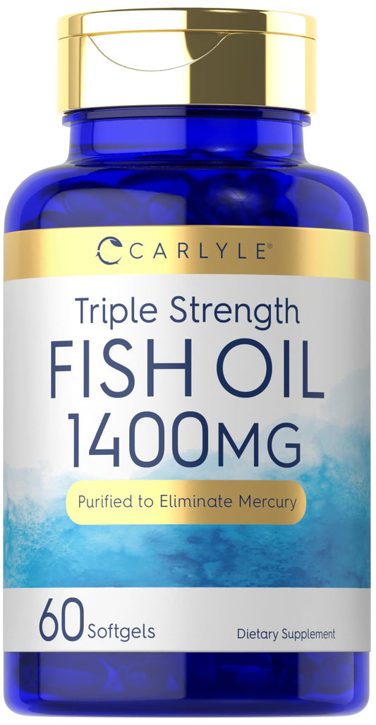 Carlyle Triple Strength Omega 3 Fish Oil | 1400mg | 60 Softgels | Non-GMO, Gluten Free Supplement - Medaid International