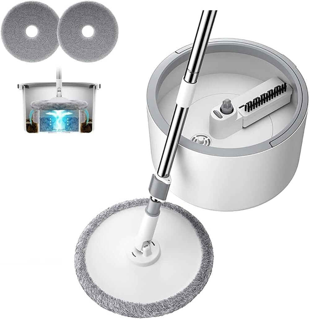 Circle Round Microfiber Floor Mop and Bucket Set ‚Äì 180¬∞ Rotating Mop Head with Round Bucket & Adjustable Handle - Medaid International
