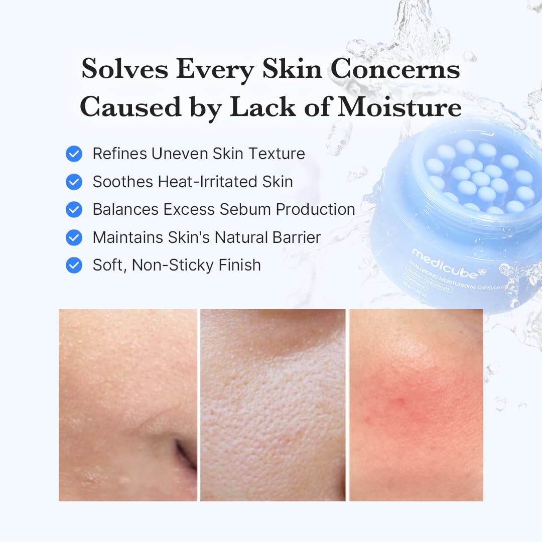 medicube Hyaluronic Acid Capsule Cream | 120H Long-Lasting Hydration, Barrier Care & Calming Daily Facial Moisturizer For All Skin Types | With Hyaluronic Acid, Panthenol & Ceramides | Korean Skincare - Medaid International