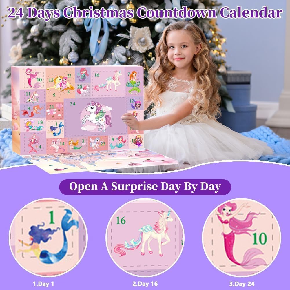 Advent Calendar 2025 Girls Makeup, 24 Days Beauty Advent Calendar Countdown Christmas Gifts Washable Cosmetics for Girls Xmas Makeup Gifts - Medaid International