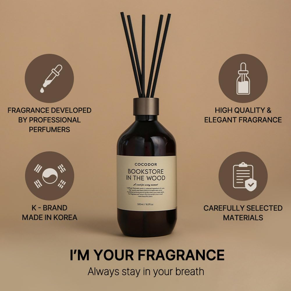 COCODOR Premium Reed Diffuser/Black Cherry/16.9oz(500ml)/1 Pack/Fragrance Scent Essential Oil with Stick Diffuser Set for Home Bathroom Shelf Décor - Medaid International
