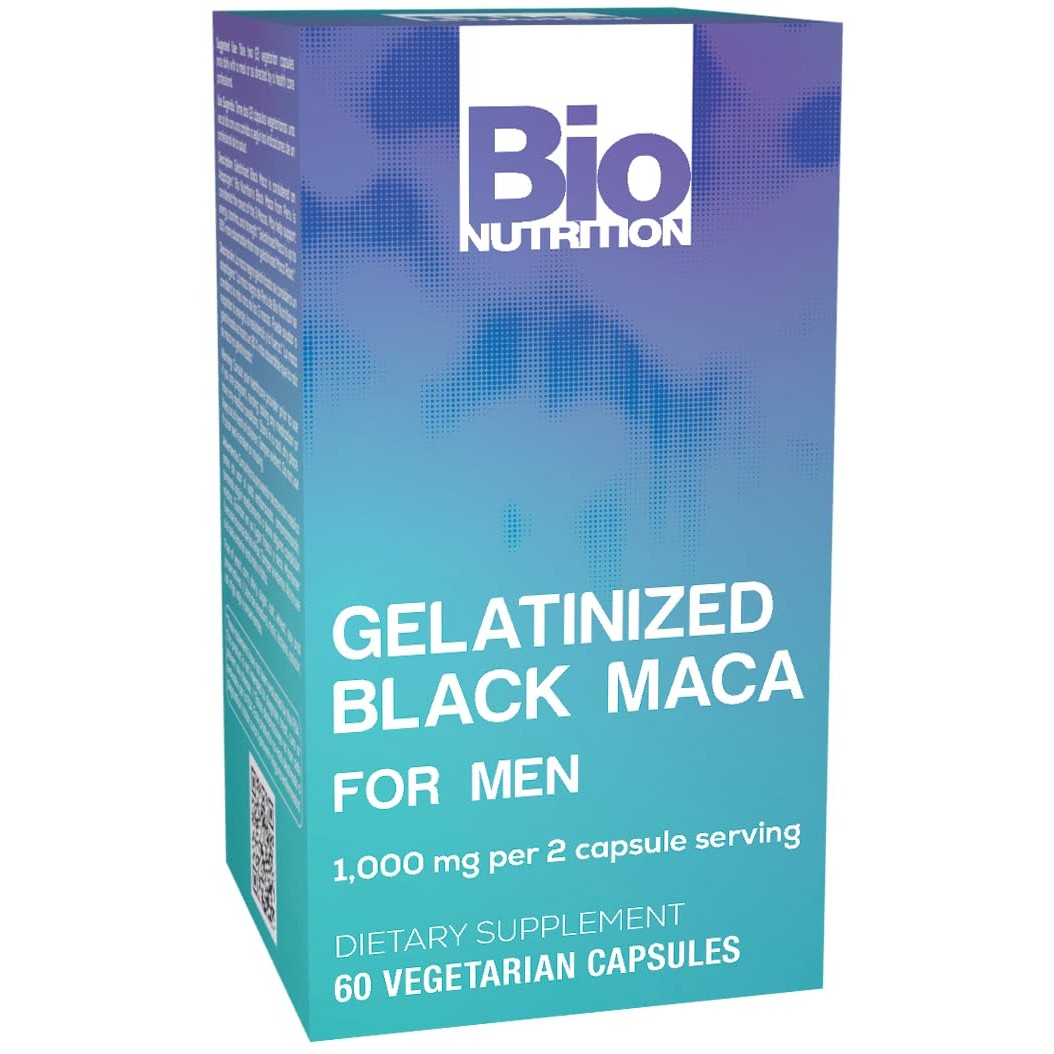 Bio Nutrition Gelatinized Black Maca 60 Vegetarian Capsules | 1,500 mg per Serving | Energy Boost | Calcium | Magnesium | Phosphorus - Medaid International