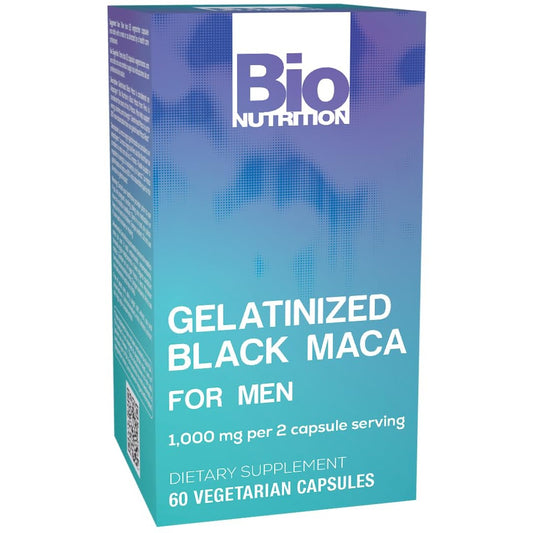 Bio Nutrition Gelatinized Black Maca 60 Vegetarian Capsules | 1,500 mg per Serving | Energy Boost | Calcium | Magnesium | Phosphorus - Medaid International