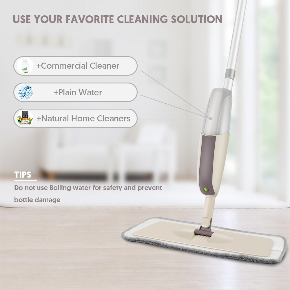 HOMTOYOU Spray Mops for Floor Cleaning: Wet Floor Mop with 3 Washable Microfiber Pads for Hardwood Laminate Wood Vinyl Ceramic Tiles Home Kitchen - Medaid International