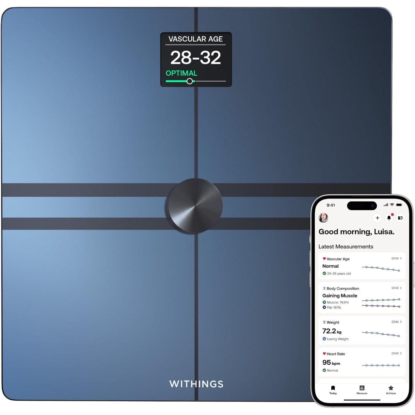 WITHINGS Smart Scales with Full Body Analysis Including Fat Content, Muscle Mass, Bone Density, Visceral Fat, Digital Personal Scales/Body Fat Scales with Bluetooth - Medaid