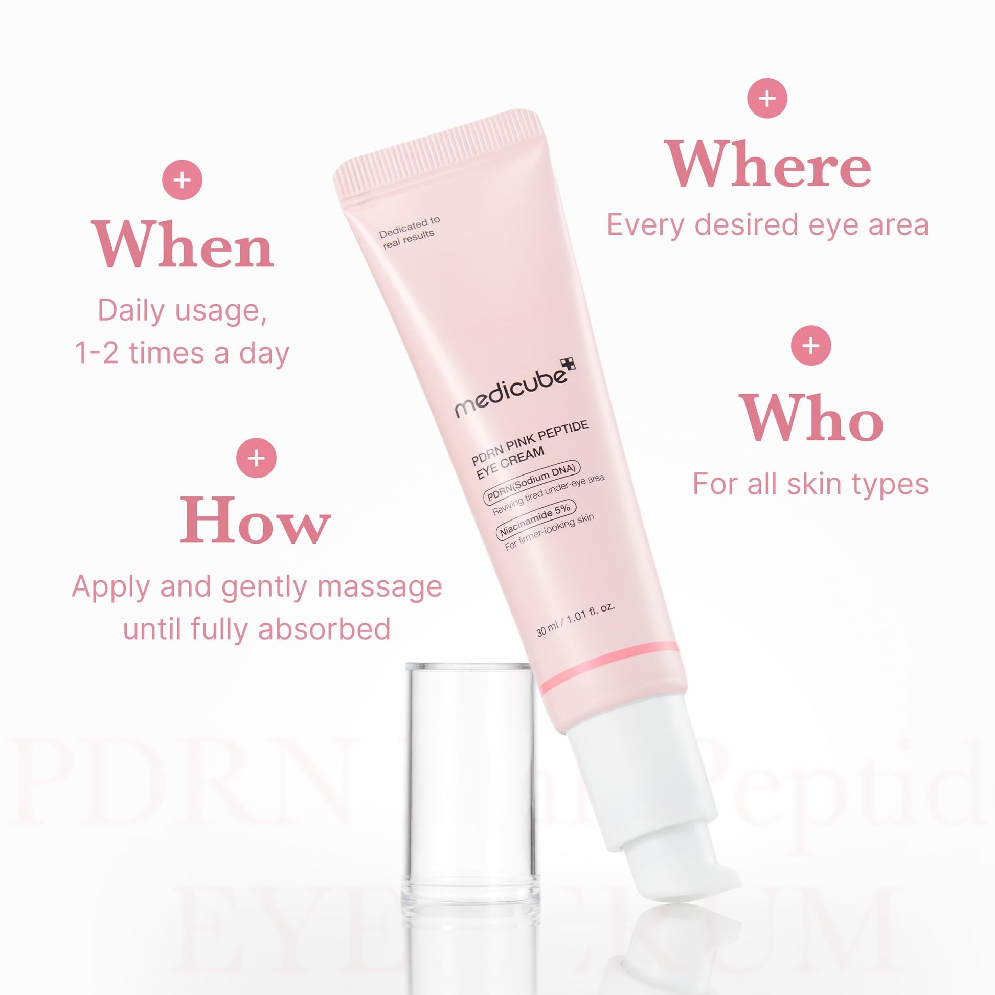 medicube Salmon DNA PDRN Pink Peptide Eye Serum with Niacinamide and 99% Purity Retinol for Fine Lines, Uneven Skin Tone, Korean Skin Care 1.01fl.oz - Medaid International