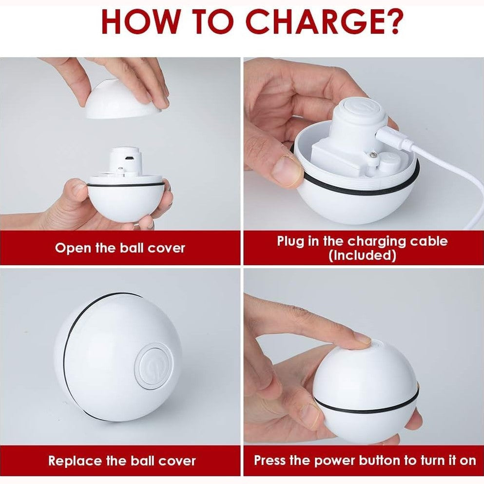 Solfej - Smart Interactive Cat Toy Ball, USB Rechargeable, 360° Rotation, LED Light