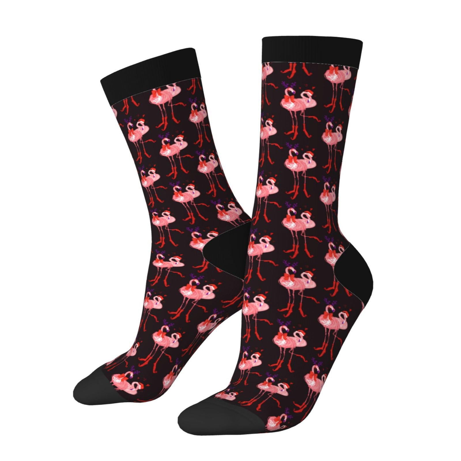 Oxcav Christmas Flamingos Novelty Socks Crazy Funny Crew Dress Socks For Men Women - Medaid International