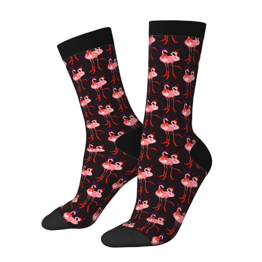 Oxcav Christmas Flamingos Novelty Socks Crazy Funny Crew Dress Socks For Men Women - Medaid International