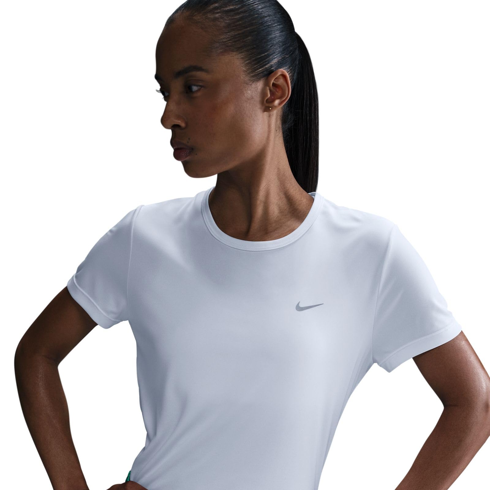 Nike Women's Standard Tempo Dri-Fit Short-Sleeve Running Top, White/Reflective Silver - Medaid International