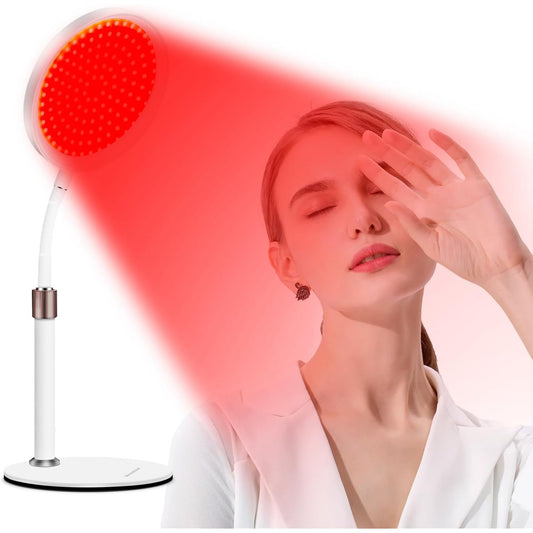 Red Light Lamp, 660nm Red Light Therapy Lamps with Base, Dimmable & Adjustable Height & 10/30/45Min Timer, 140LEDs Infrared Lamp for Home, Office - Medaid International